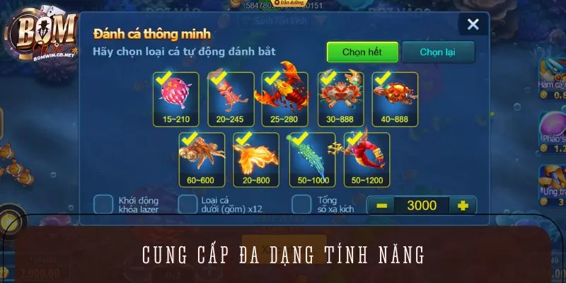 Trong Dàn Sao Đánh Cá, bạn còn có thể thử sức với nhiều tính năng hữu ích
