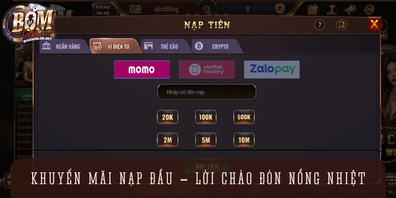 Chương trình khuyến mãi nạp đầu là lời chào mừng hội viên tham gia trải nghiệm